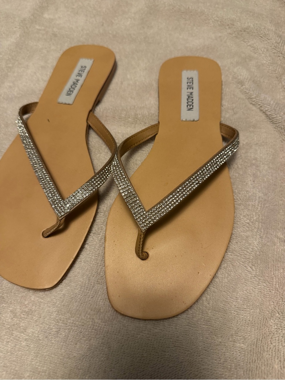 Steve Madden Gold Rhinestone V-strap Flat Sandals